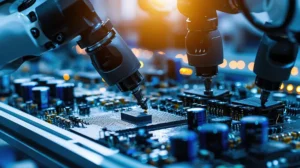 A picture of a semiconductor with lowing connectivity across the machines