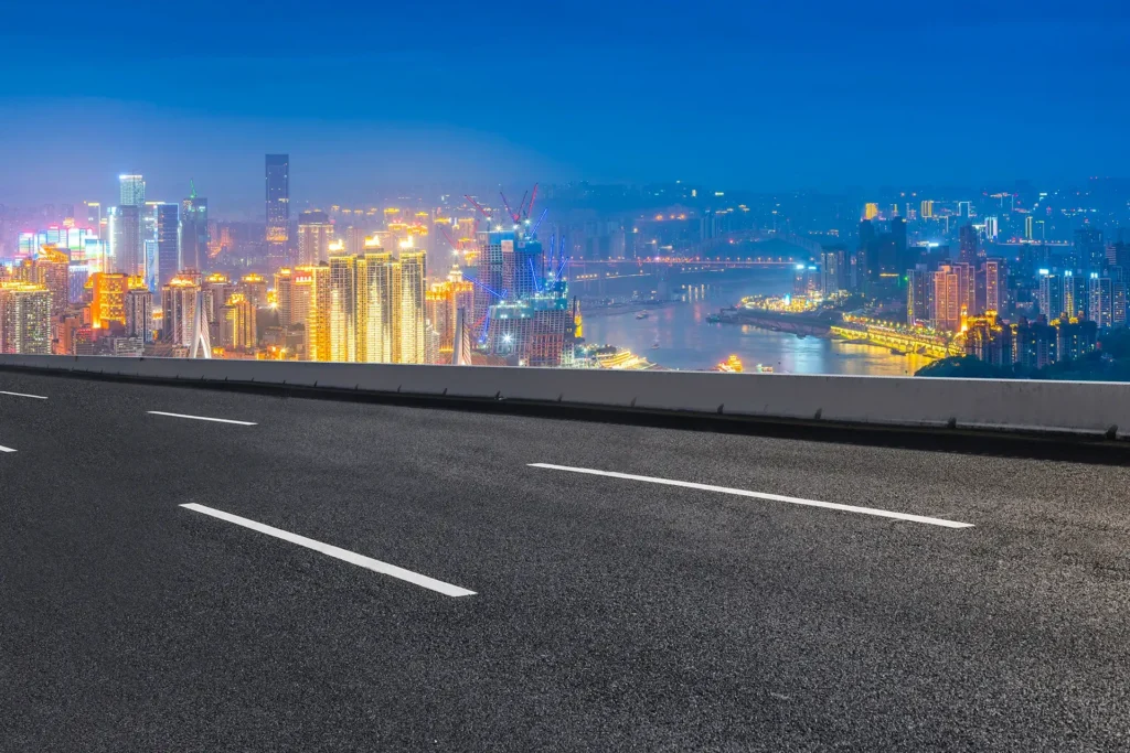 Asphalt road with FAA-backed guide