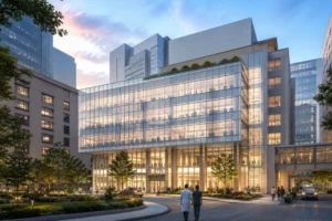 Concept of cancer care pavilion at Memorial Sloan, Manhattan
