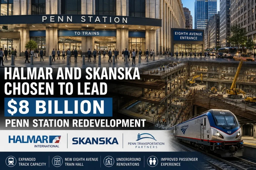 Penn station in New York shoding the title of the blog title.