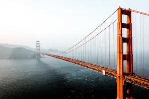 Aerial view of San Francisco Golden Gate Bridge