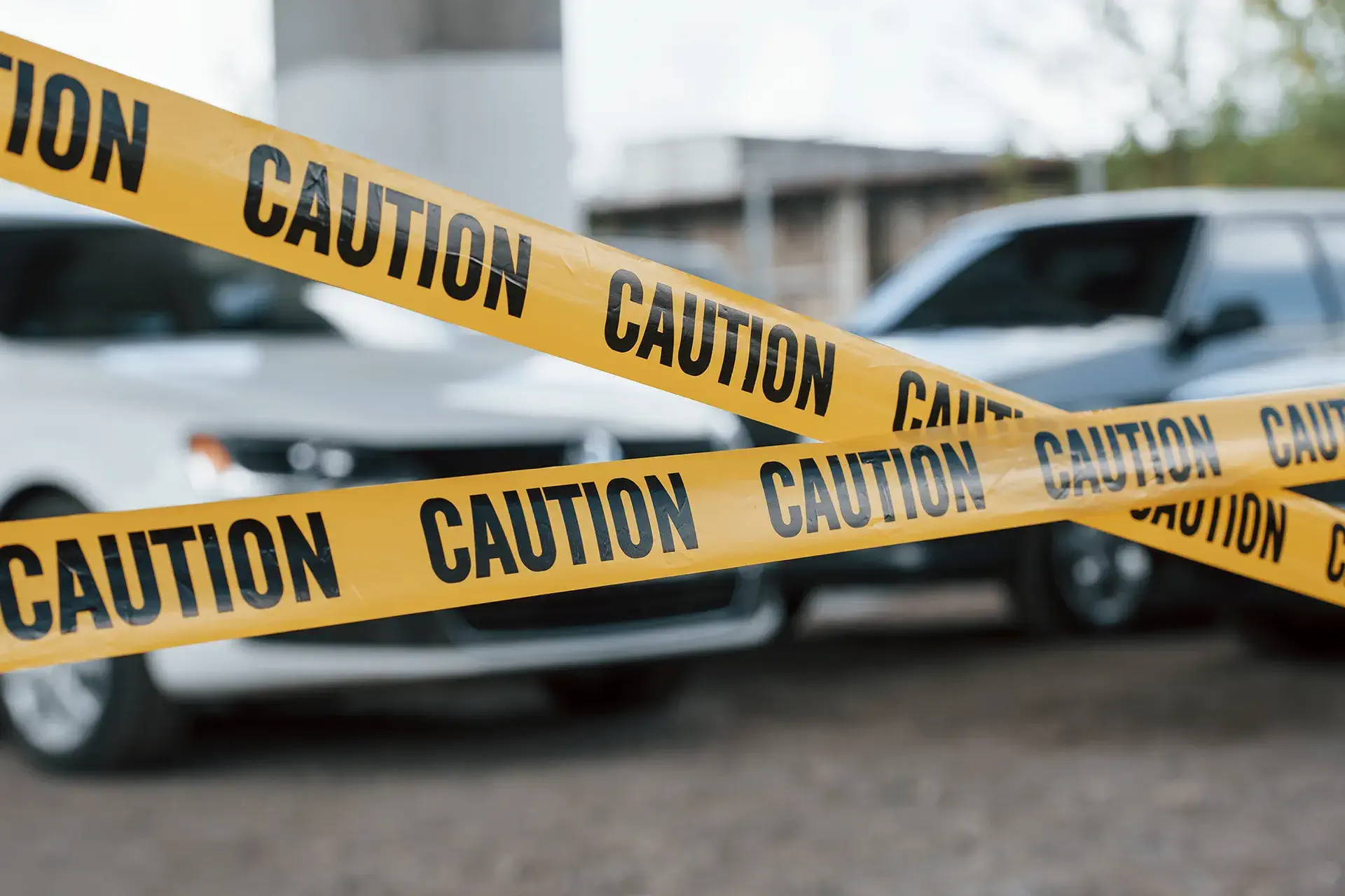 Caution sign along the area where the alleged criminals were caught