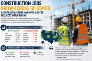Construction job growth mage with rising stats and numbers