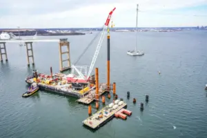 Ongoing construction on the Bridge - Picture provided by the Maryland Transportation Authority