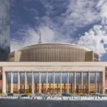 A depiction of the Penn Station exterior facade in New York - as provided by Skanska