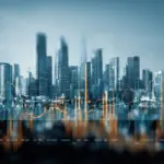 Financial growth in a cityscape