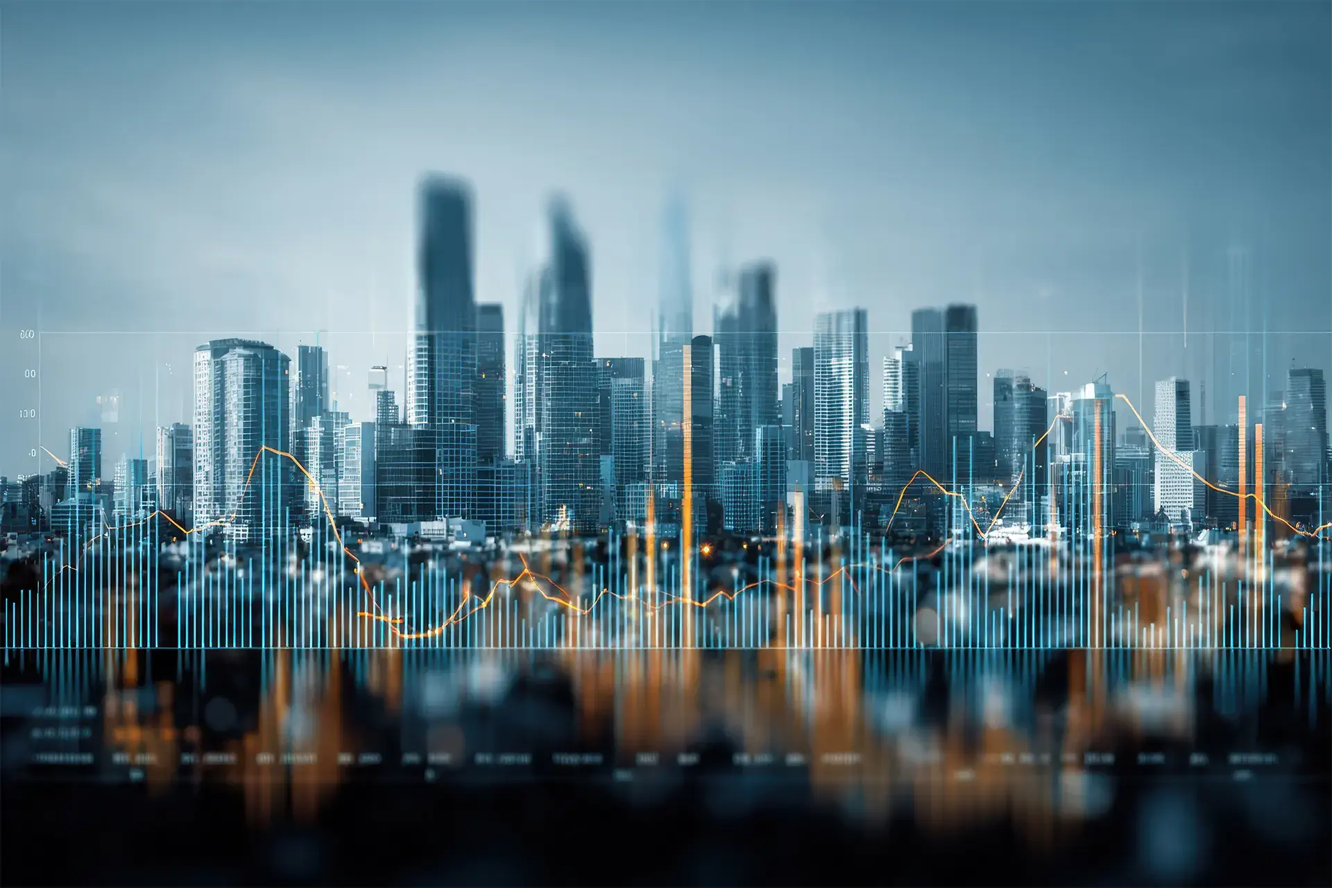 Financial growth in a cityscape