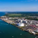 Aerial view of the LNG construction phase in Canada