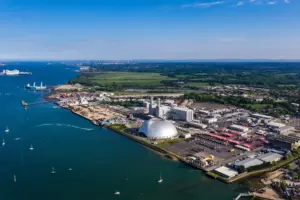 Aerial view of the LNG construction phase in Canada
